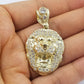 10k Yellow Gold Roaring Lion Head Charm Pendent With 3mm Rope Chain 20 22 24
