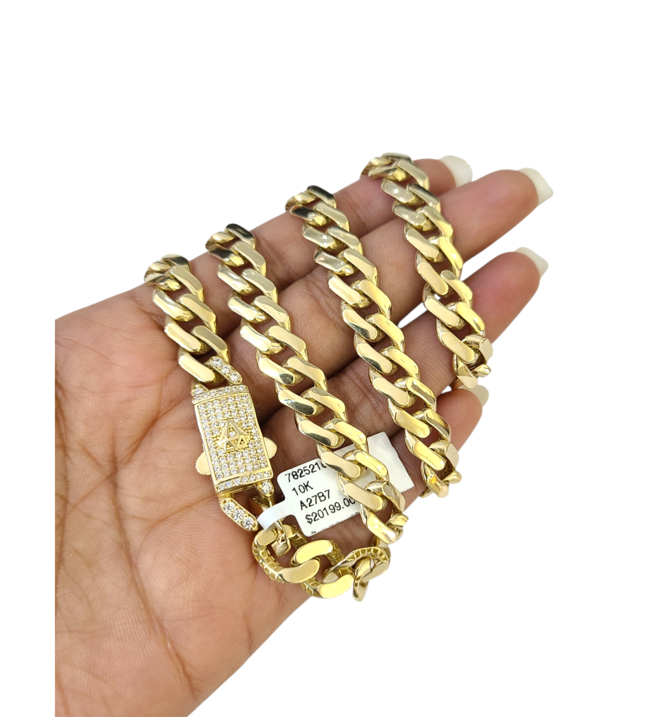 Real 10k Gold Chain 9mm Monaco Cuban Link Necklace 24'' Men's 10kt Yellow Gold