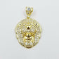 REAL 10k Yellow Gold KING Lion Head Charm Pendent 4mm Rope Chain 20 22 24 26
