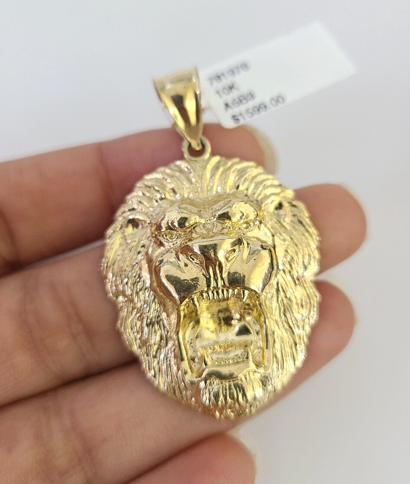 10k Roaring Lion Charm Pendant Men's REAL 10Kt Lion Head Yellow Gold