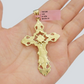 14k Yellow Gold Jesus Cross Charm Pendant 3 Inches Crucifix Chain Necklace SALE
