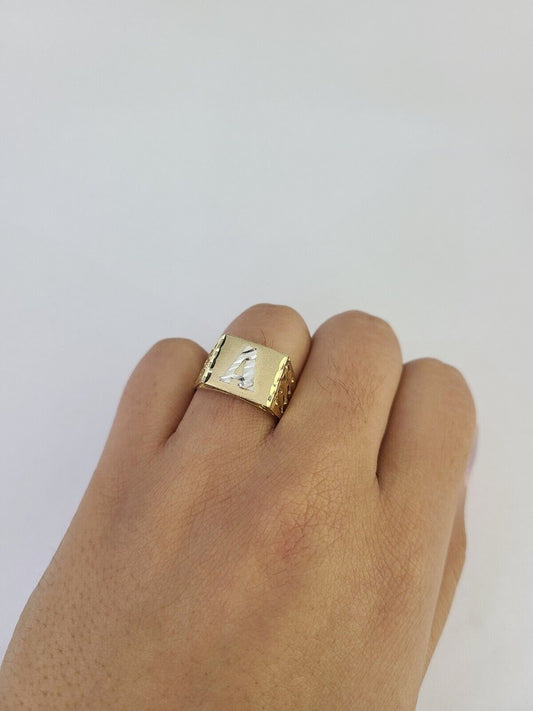 REAL Ring 10k Ring Alphabet Initial Yellow Gold Genuine Mens