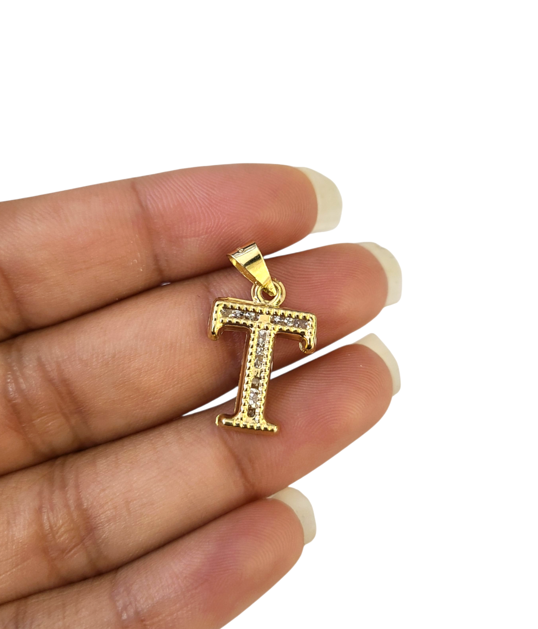 10k 2.5mm Rope Chain T Initial Alphabet Pendant 16"-28" Gold Set Charm Necklace