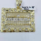 Real 10k Yellow Gold Mens Nugget Last supper pendant 2" Charm Diamond Cut ,Jesus
