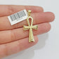 Real 10k Yellow Gold Ankh charm pendant 1.5" Diamond Cuts Cross Charm for Chain