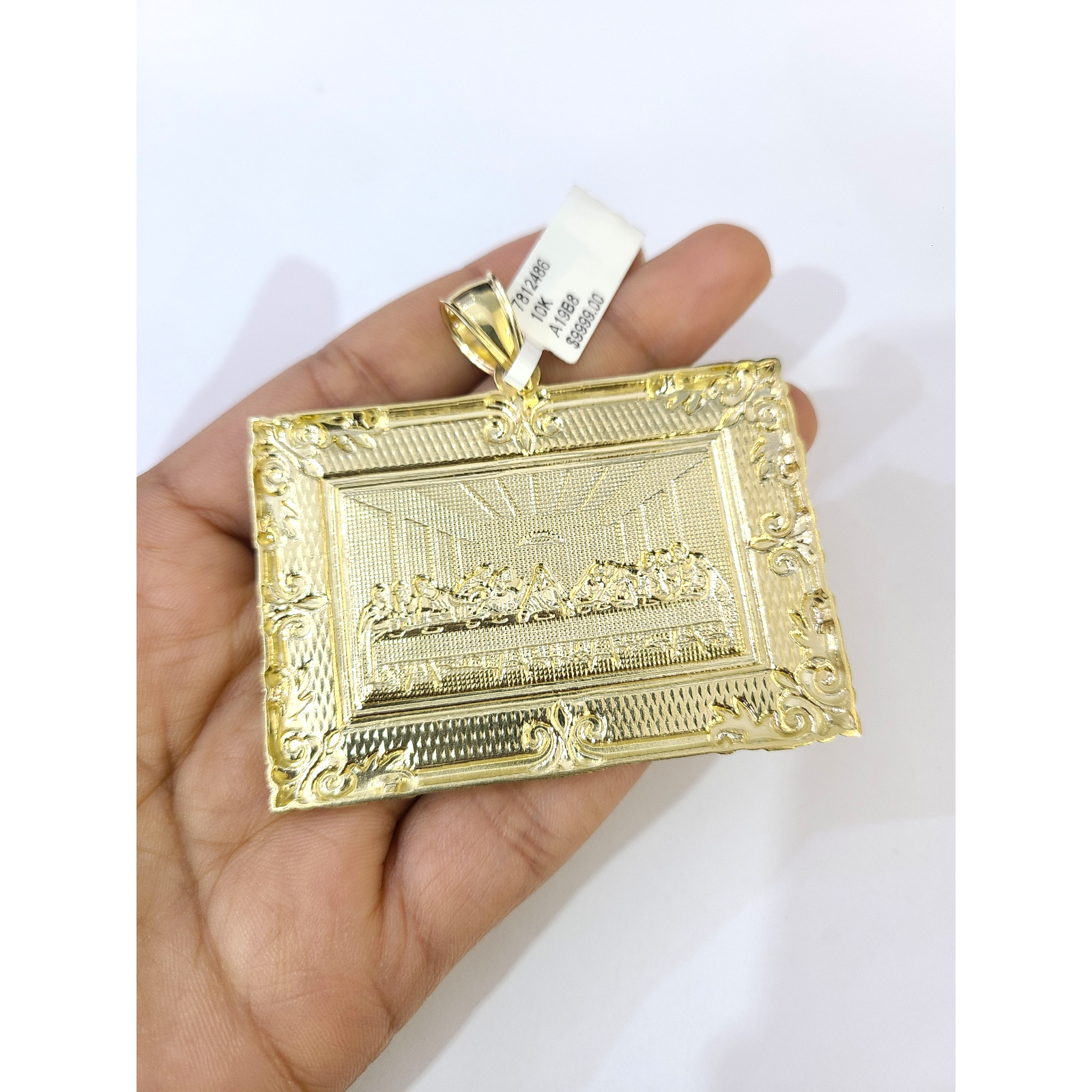 Real 10k Yellow Gold Charm Pendant Last Supper 10KT