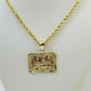 REAL 10k Yellow Gold Rope Chain Last Supper Charm Pendant SET 3mm Necklace 18-28
