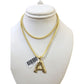 Real 10k Gold A Initial Charm Pendant Franco Chain Necklace SET 2.5mm 16"-26"