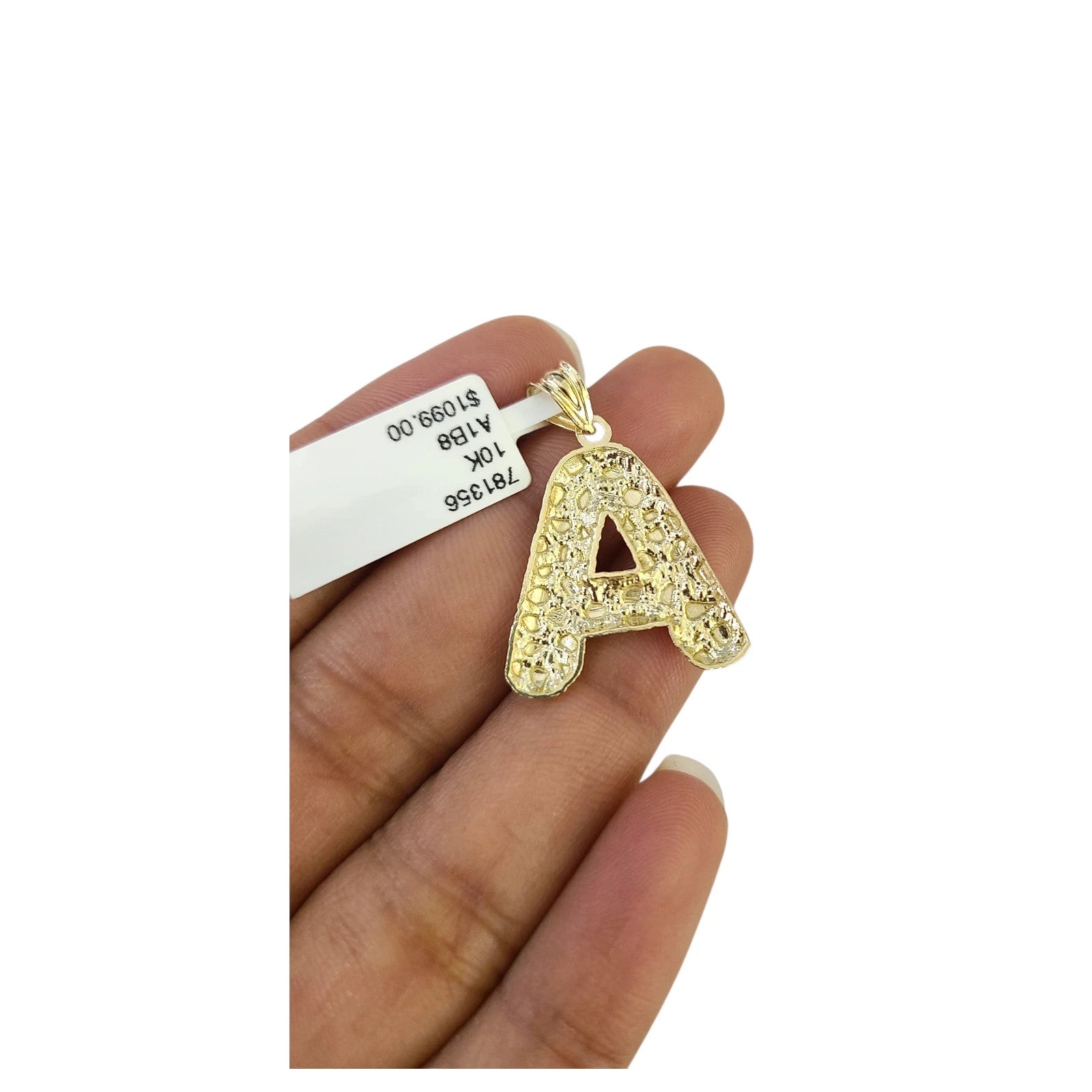 Real 10k Rope Chain Necklace Nugget A Initial Charm Pendant Set 3mm 18"-28" Gold