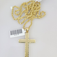 REAL 10k Solid Rope Chain Jesus Cross Charm Pendant 3mm Set 18"-26" in Necklace