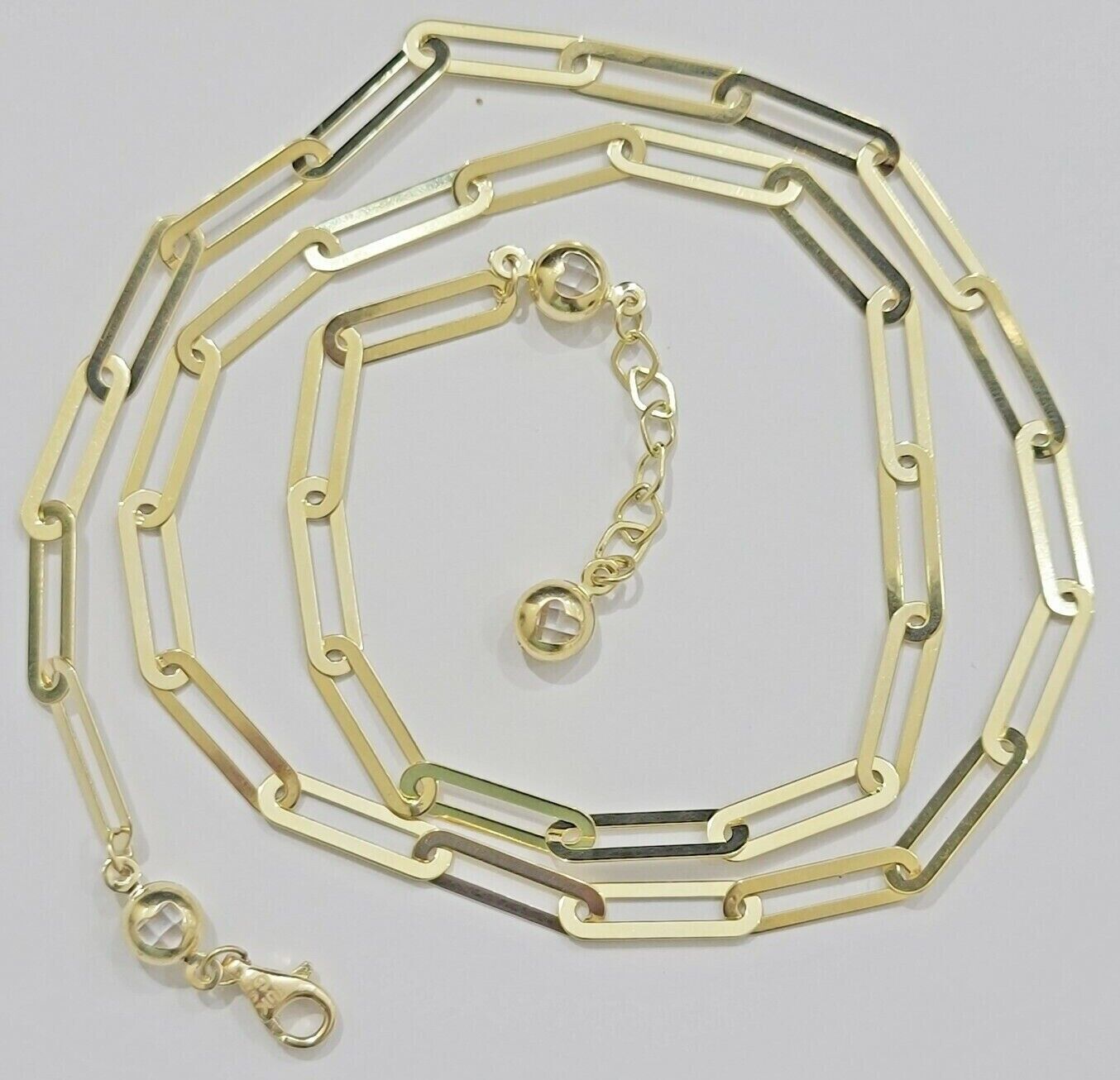 Real 10k Yellow Gold 4mm Paperclip Chain Cable Link Necklace 16"-24" Inch Hollow