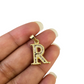 10k Gold Cuban Curb Chain Necklace R Initial Alphabet Pendant Charm 3mm Necklace