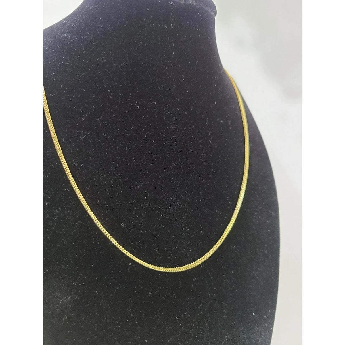 Real 18K Yellow Gold Franco Link Chain Choker Necklace 1mm 18 Inch Women