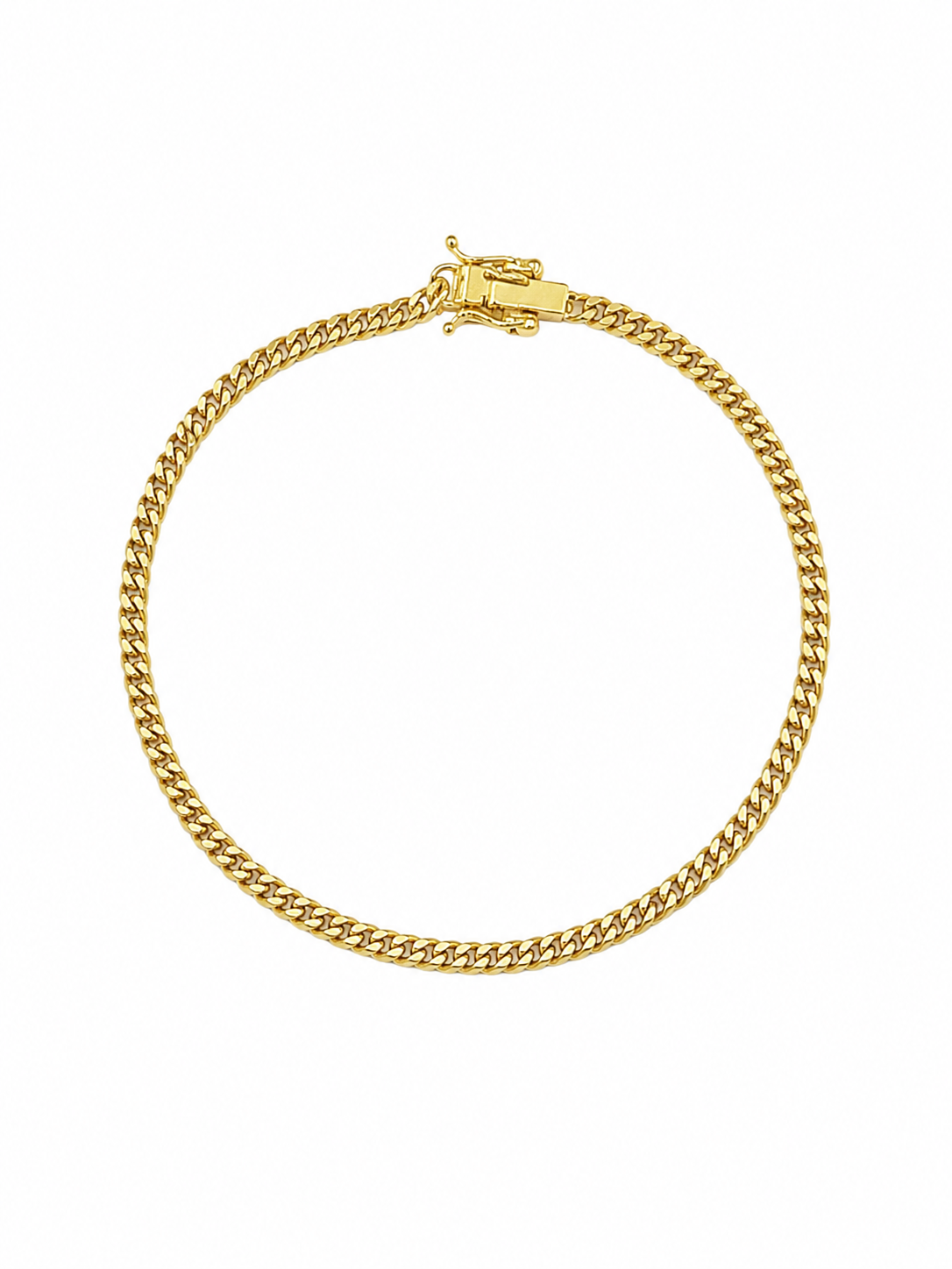 10k Real Solid Gold Miami Cuban Bracelet 3mm Link 8" inch Women Ladies