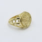 Real 10k Yellow Gold Head Casual Ring Diamond Cut Design Men Pinky Women