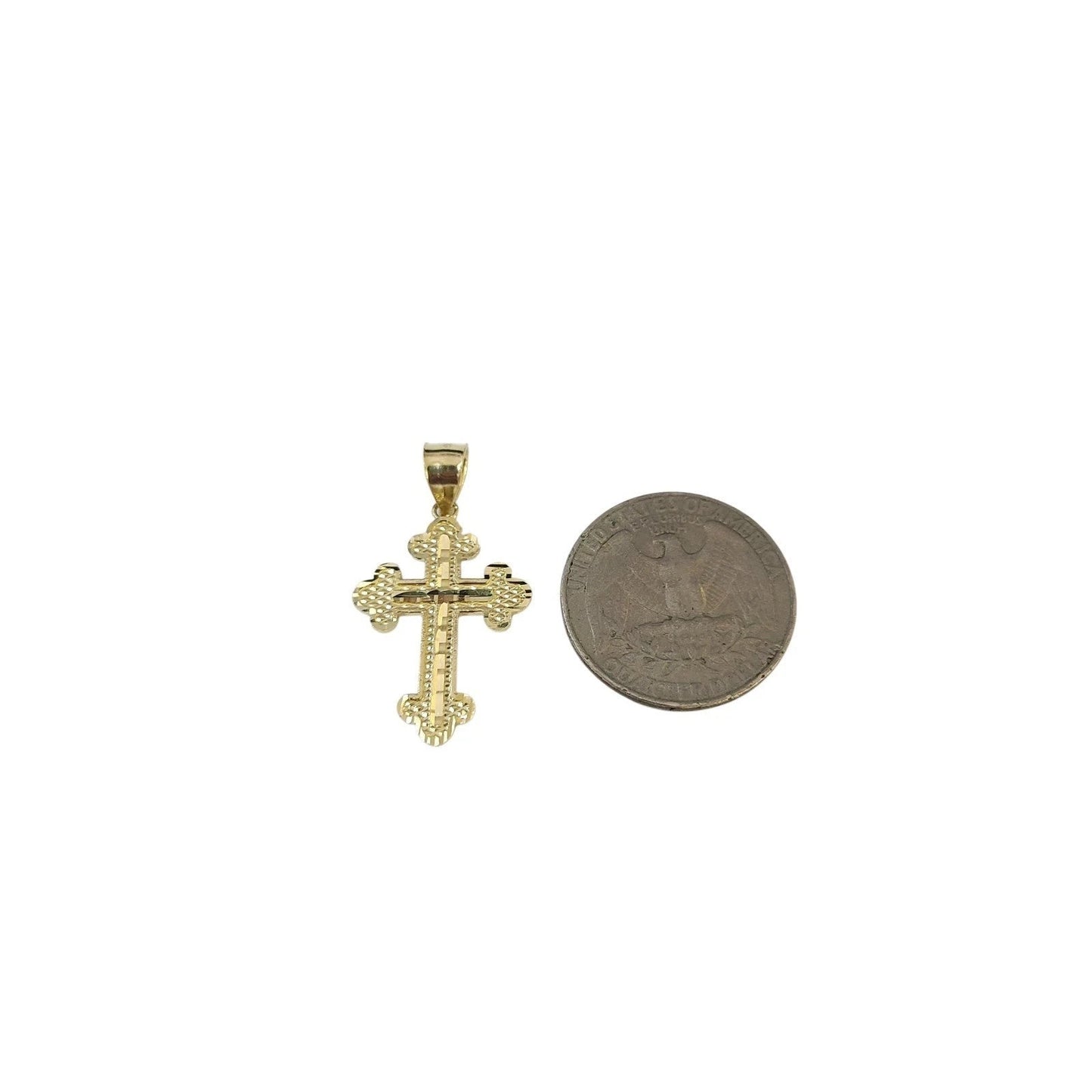 10K Gold 3mm Rope Chain Filigree Cross Pendant Charm Necklace Set 18"-28" Unisex