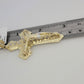 10k Yellow Gold Jesus Cross Charm Pendant 2.75 Inch Real 10kt With Stones