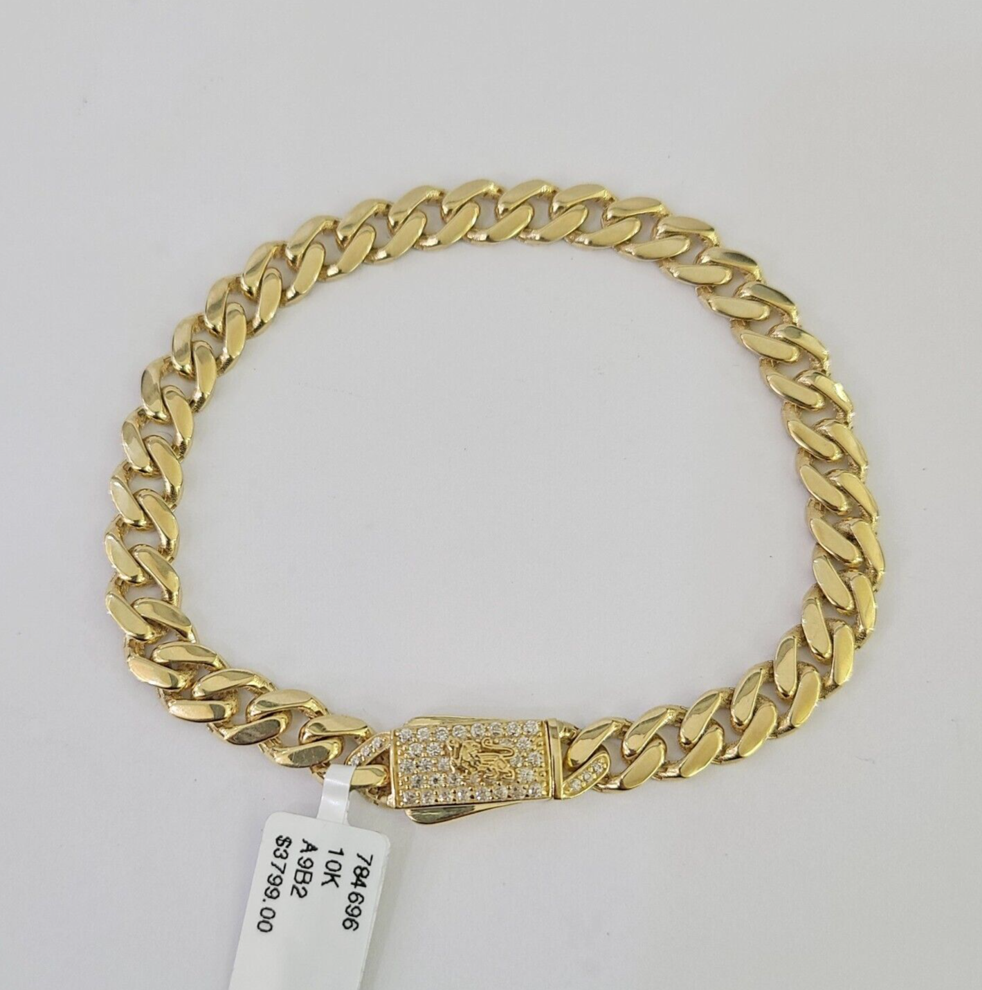 Real 10K Gold Royal Monaco Bracelet 8" Box Clasp 7mm Genuine Unisex