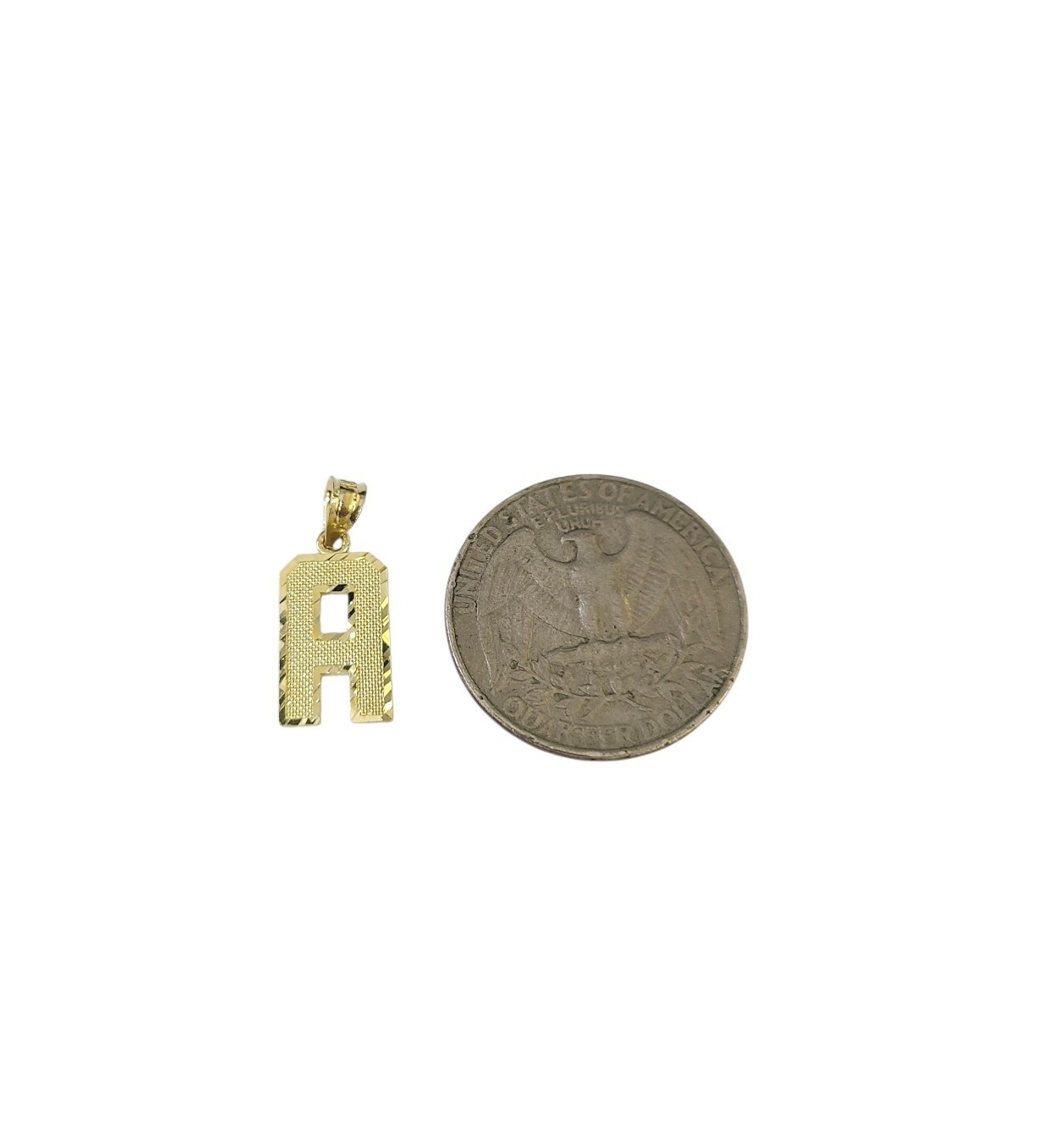 10K Yellow Gold A Initial Charm Pendant Alphabet Real 10kt Men Women