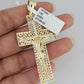 Real 10k Gold Byzantine Necklace Jesus Cross Charm SET Chain 20"-30" 4mm