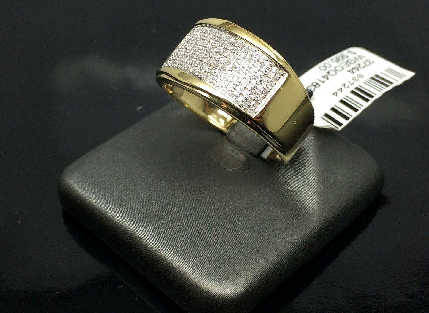 Mens 10K Yellow Gold Band Ring Wedding Engagement Size 10 Natural Diamond