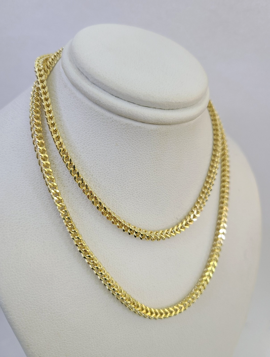 Real 10k Gold Franco Chain 3mm Necklace 22" Inch 10kt Genuine