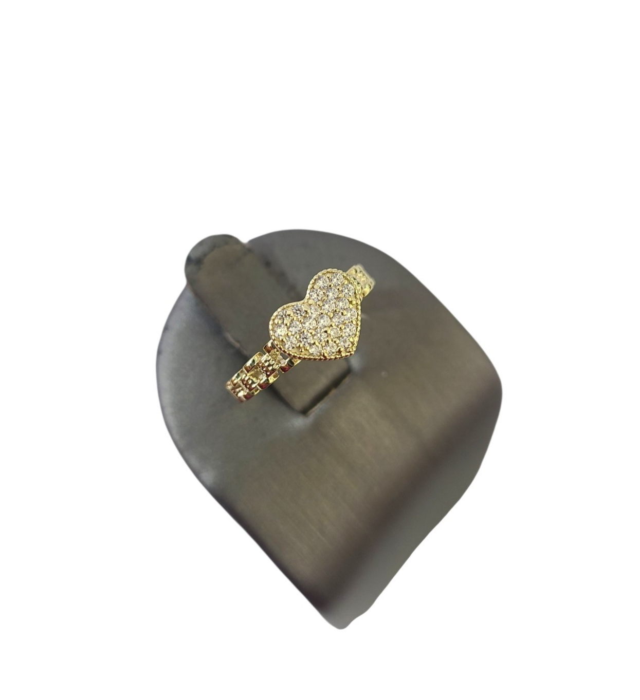 10k Yellow Gold Heart Ring CZ Stone Promise Engagement Wedding Women Ladies