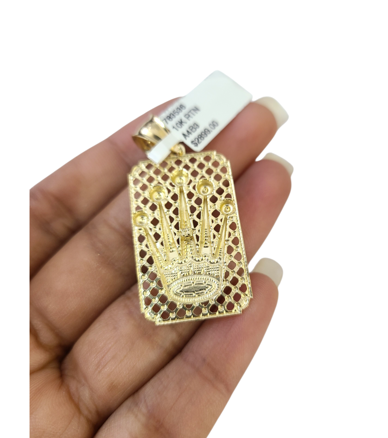 Real 10k Gold Franco Chain Crown Charm Pendant Necklace SET 2.5mm 18"-26"
