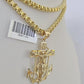 Real 10k Gold Byzantine Necklace Jesus Anchor Charm SET Chain 18"-30" 3mm