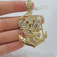 Real 14k Gold Charm Pendant Eagle Anchor 14 Kt Yellow Gold For Men's Necklace