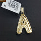10k Yellow Gold Diamond Bubble Letter A-Z Initial Charm Pendent Real Diamond