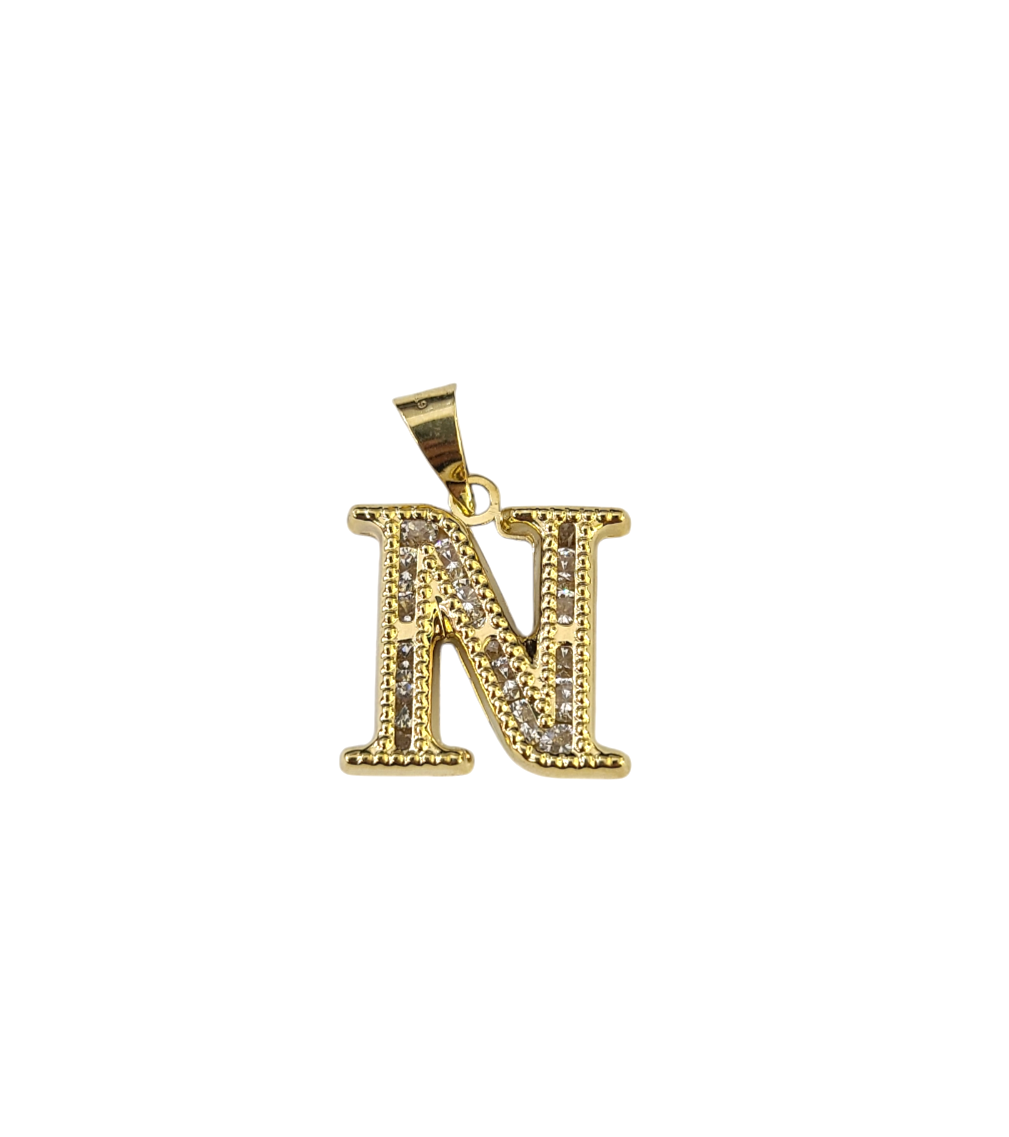 10k 2.5mm Rope Chain N Initial Alphabet Pendant 16"-28" Gold Set Charm Necklace