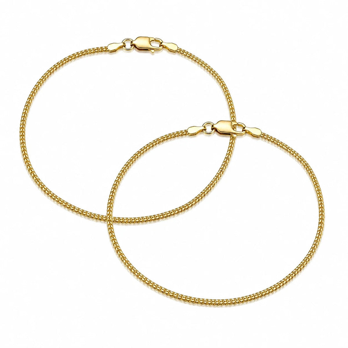 Real 18K Yellow Gold Franco Bracelet 1mm 7" 8" Ladies Dainty Thin Chain Jewelry