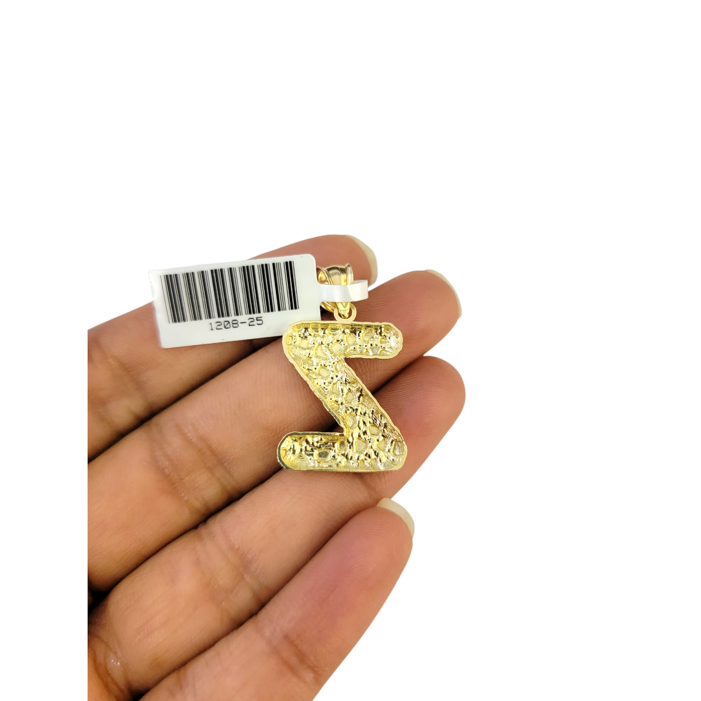 Real 10k Yellow Gold Nugget Z Initial Alphabet Charm Pendant 10KT