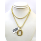 10k Gold Franco Chain O Nugget Initial Charm Pendant Necklace SET 2.5mm 16"-26"
