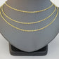 10K Solid Yellow Gold Rope Chain Diamond Cut 2mm 18 20 22 24 Inch