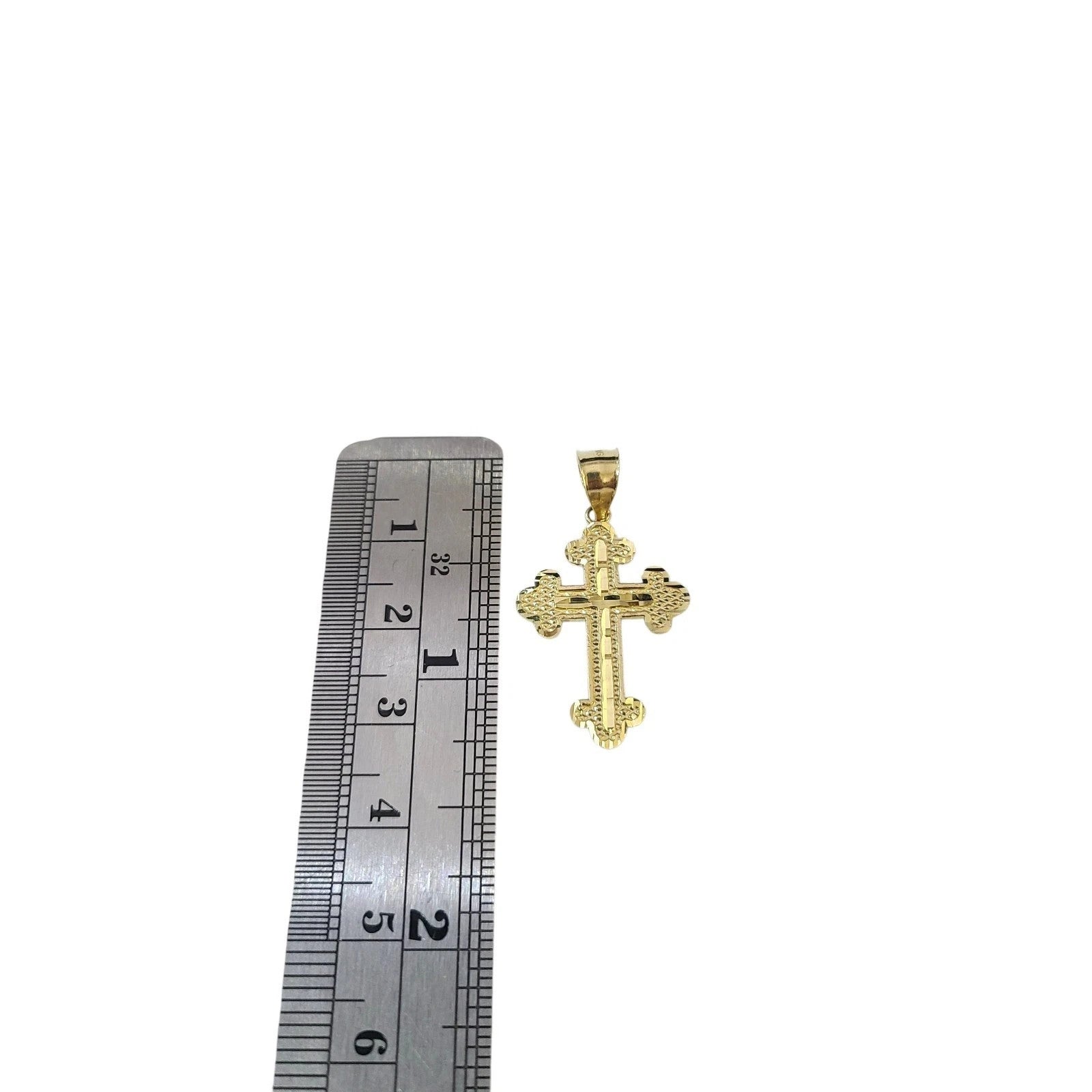 10K Gold 3mm Rope Chain Filigree Cross Pendant Charm Necklace Set 18"-28" Unisex