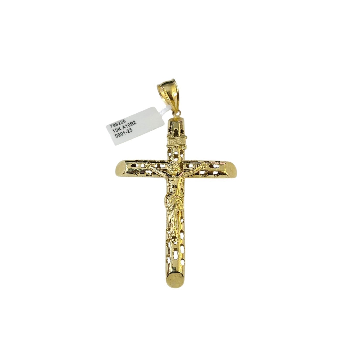 Real 10k Charm Pendant Christ Cross INRI Yellow Gold 10KT