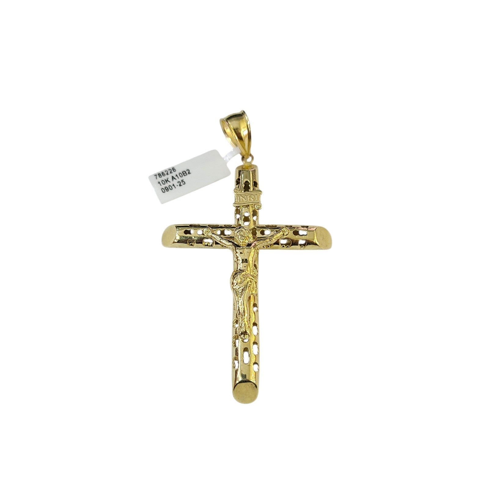 Real 10k Charm Pendant Christ Cross INRI Yellow Gold 10KT
