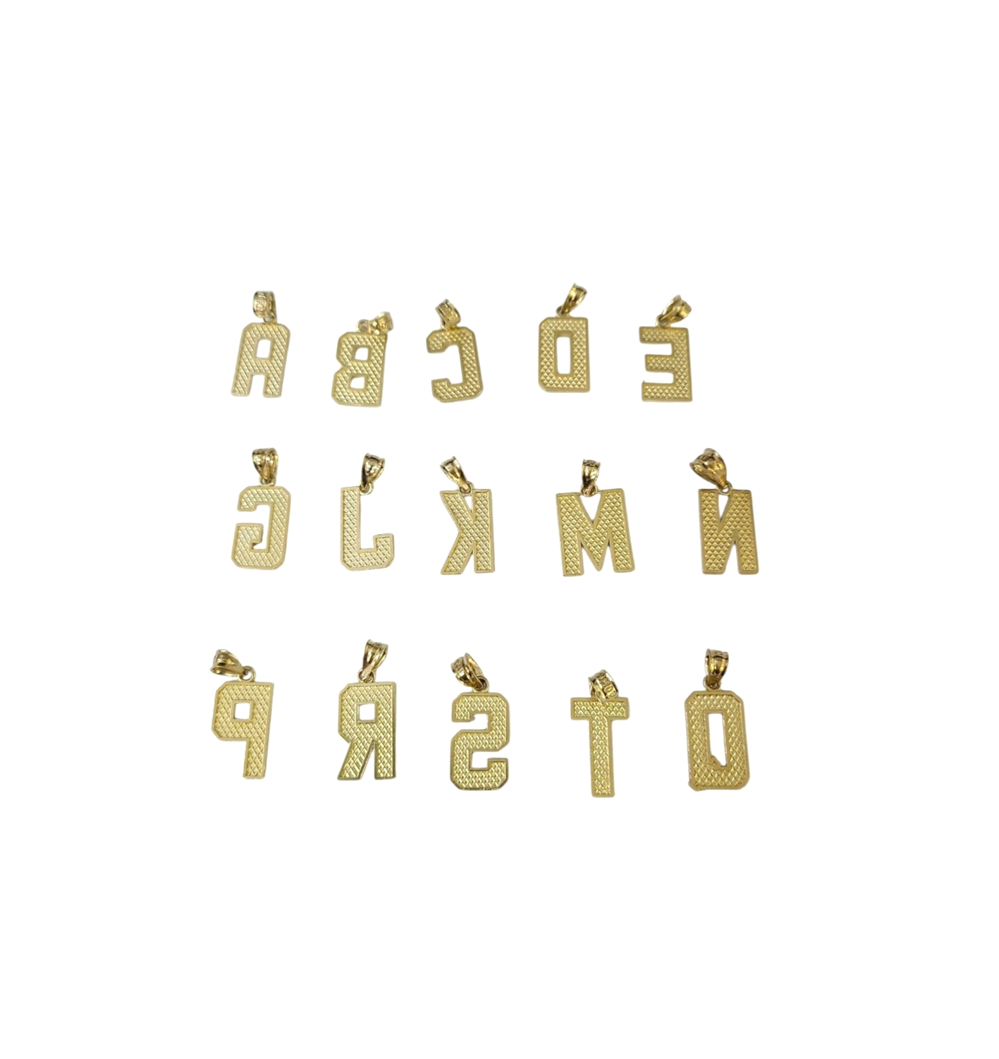 10K Real Yellow Gold Initial Letter Charm Pendant A–Z Alphabet Men Women