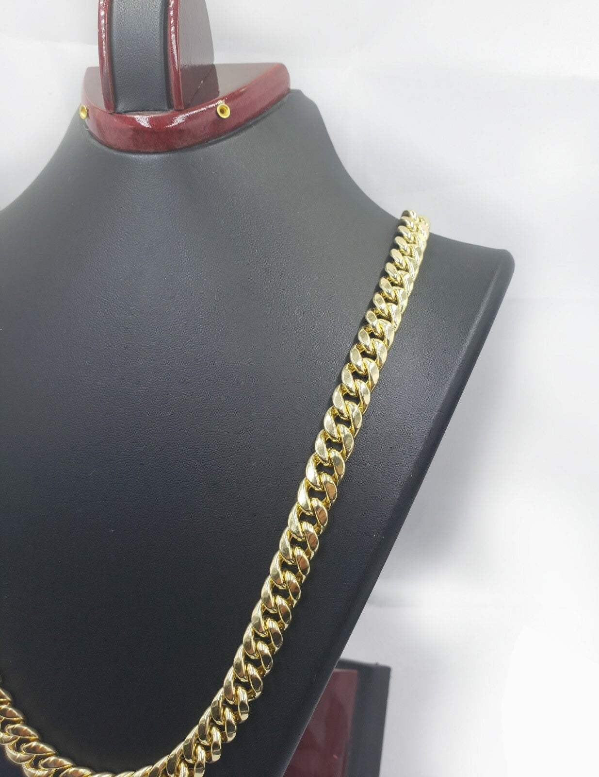 10mm 14k Yellow Gold Chain Necklace Miami Cuban Link Men Real 14kt Gold 28 Inch