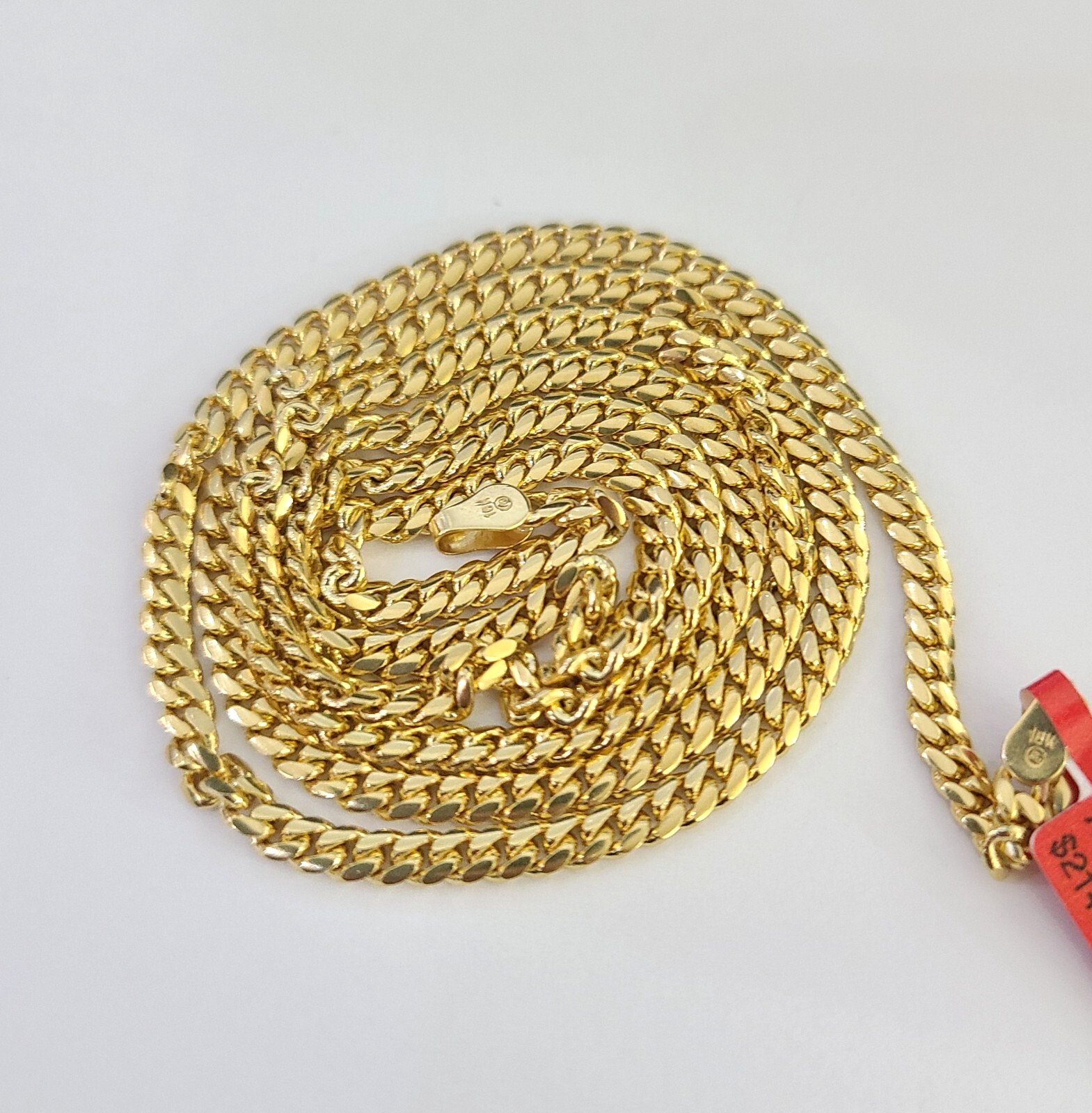 Real 18kt Miami Cuban Chain Necklace 3mm 24 Inch Yellow Gold Men Women SOLID 18k