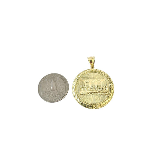 10K Yellow Gold Last Supper Round Pendant Charm Small Medium Large Sizes