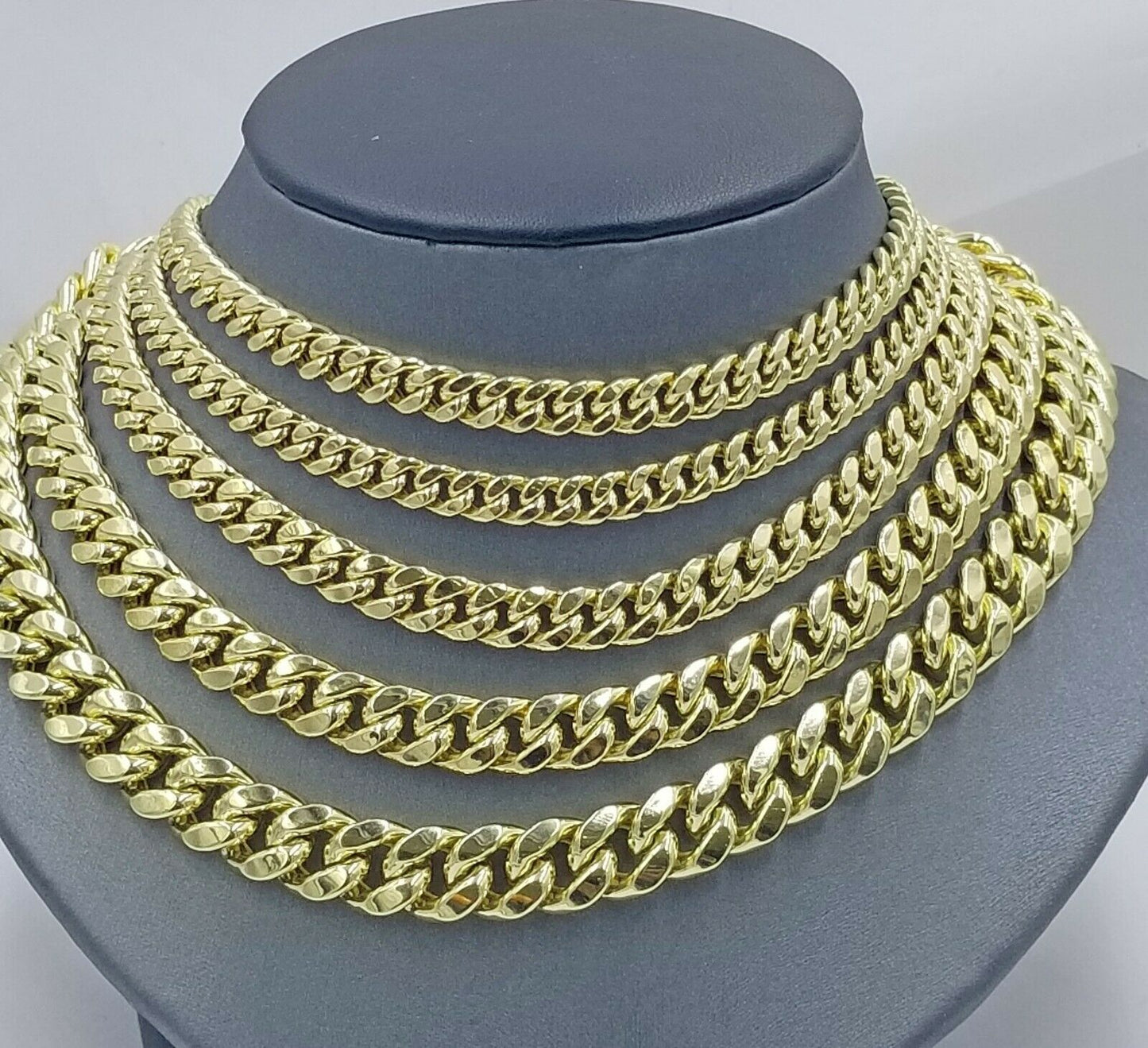 Real 10k Gold Chain 20"- 28" Miami Cuban link Necklace REAL 6mm-12mm REAL GOLD