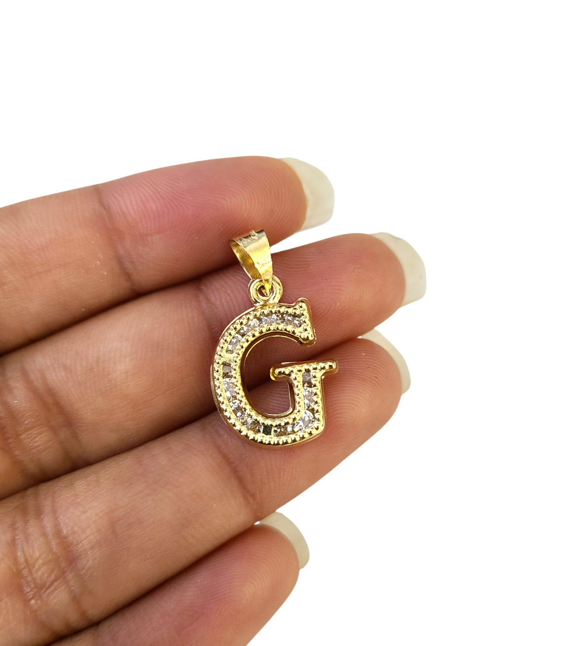 10k Gold Cuban Curb Chain Necklace G Initial Alphabet Pendant Charm 3mm Necklace
