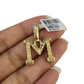 10K Gold Miami Cuban Chain M Diamond Initial 20"-28" 3mm Pendant Necklace SET