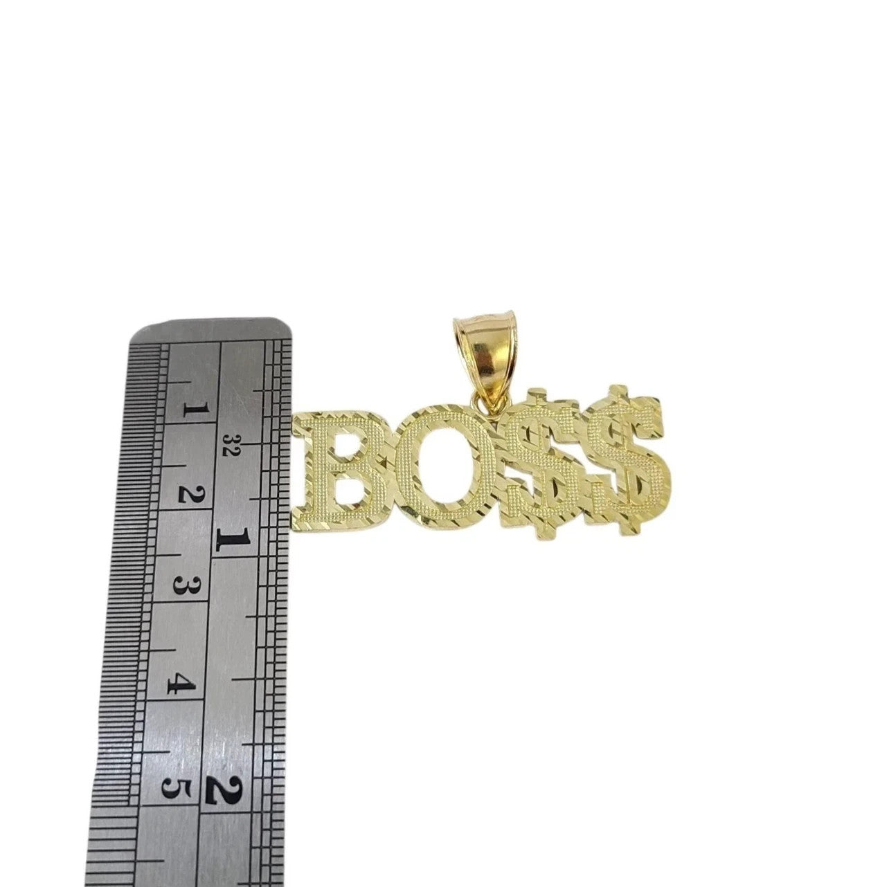 10K Yellow Gold Miami Cuban Link Chain Set Bo$$ Charm Pendant 4.5mm 18-28"
