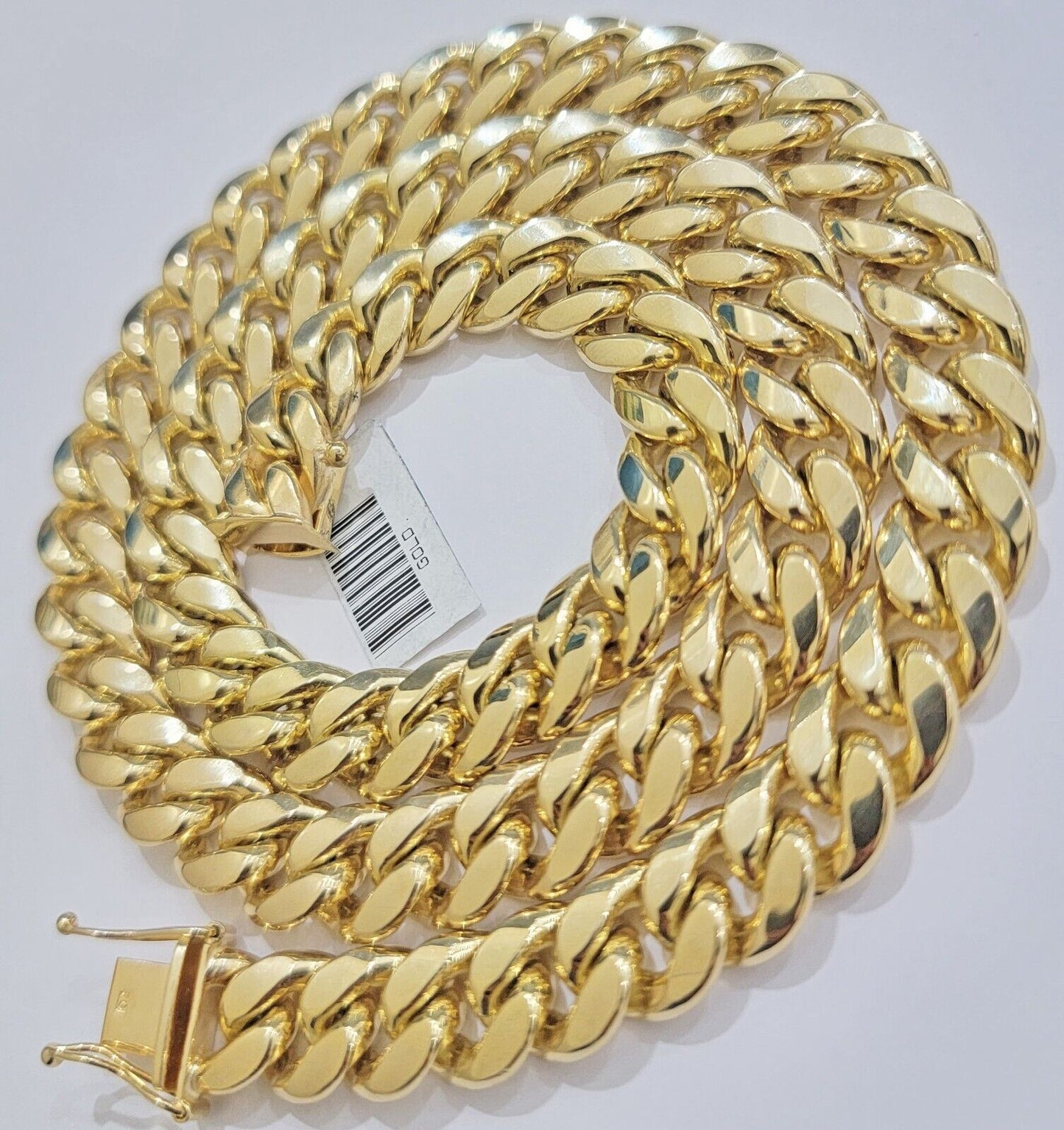 Real 10k Yellow Gold Cuban Link Solid Necklace 11mm 22" 10KT Real Gold Sale