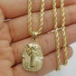 10k Egyptian King Yellow Gold Pharaoh Charm Mens Diamond Cut Design Pendant Real