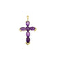 10K Yellow Gold 3mm Rope Chain Purple CZ Cross Pendant Necklace Set 18"-28"
